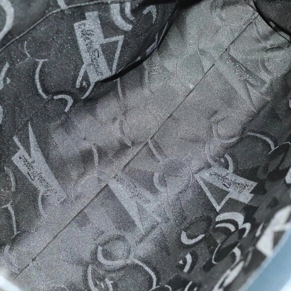 Salvatore Ferragamo Tote Bag Leather Embossed Navy Gold Auth BA1802 - Picture 10 of 16